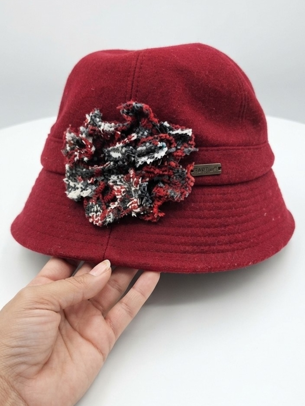 Kids Burgundy Flower Bucket Hat